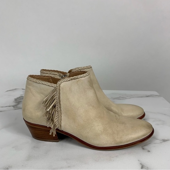 Sam Edelman Paige Fringe Bone Cowhide Leather Ankle Bootie 8 - Picture 3 of 9